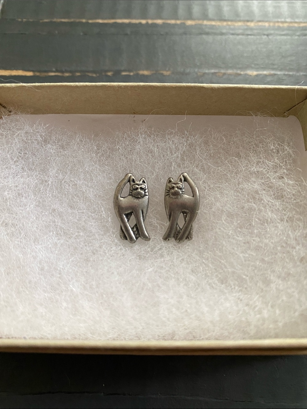 🐾Vintage🐾JJ Jonette Pewter Cat Earrings